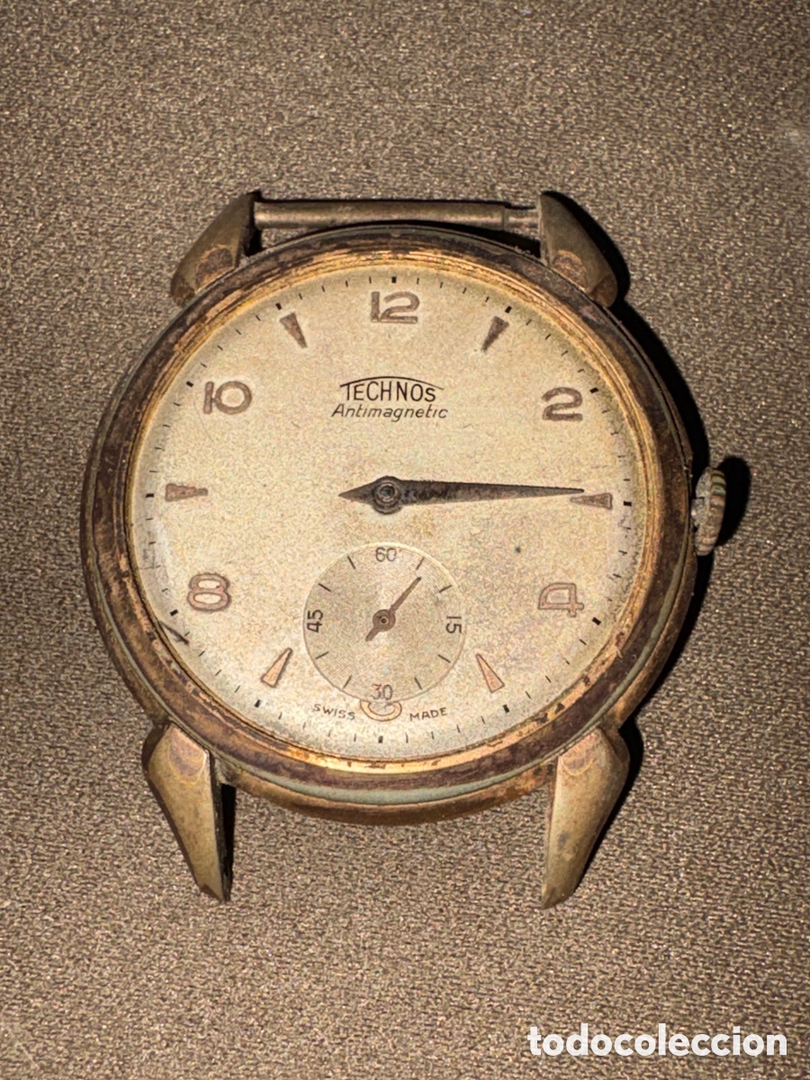Wristwatches: Antiguo reloj de TECHNOS,de carga manual,38MM sin contar Corona*PARA REPARAR O PIEZAS*