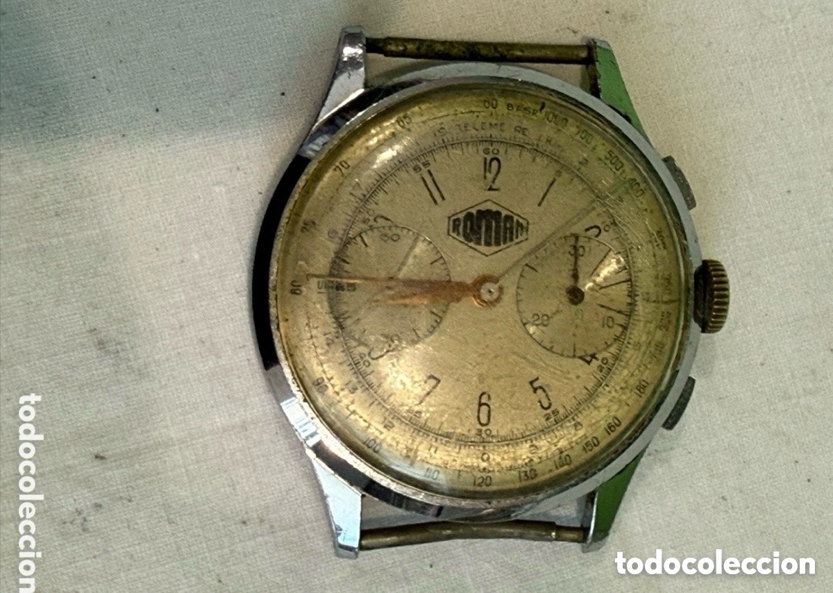 Relojes de pulsera: Cron&oacute;grafo Suizo Roman Vintage A&ntilde;os 40 50 Mec&aacute;nico Original Funciona