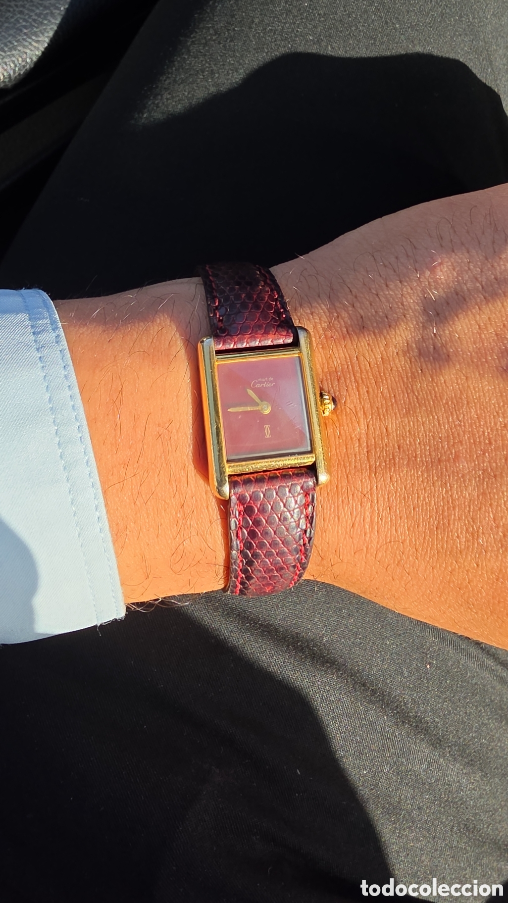 Relojes de pulsera: CARTIER TANK VERMEIL BURDEOS PLATA 925MM CARGA MANUAL - ALTA COLECCION