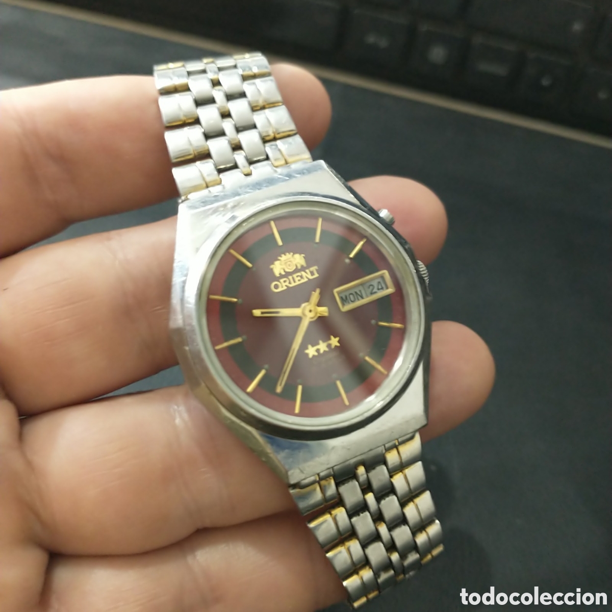 Relojes de pulsera: Reloj Orient Automatico Antiguo Car&aacute;tula roja sangre de toro no comun