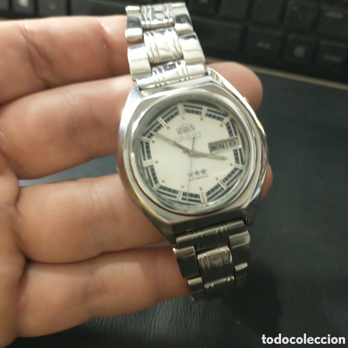 Relojes de pulsera: Reloj Orient Automatico Car&aacute;tula no comun color plata HEXAGONAL NO COMUN