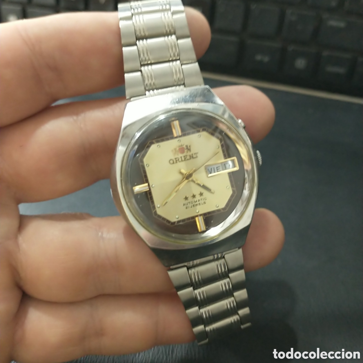Relojes de pulsera: Reloj Orient Automatico Car&aacute;tula dorada no comun