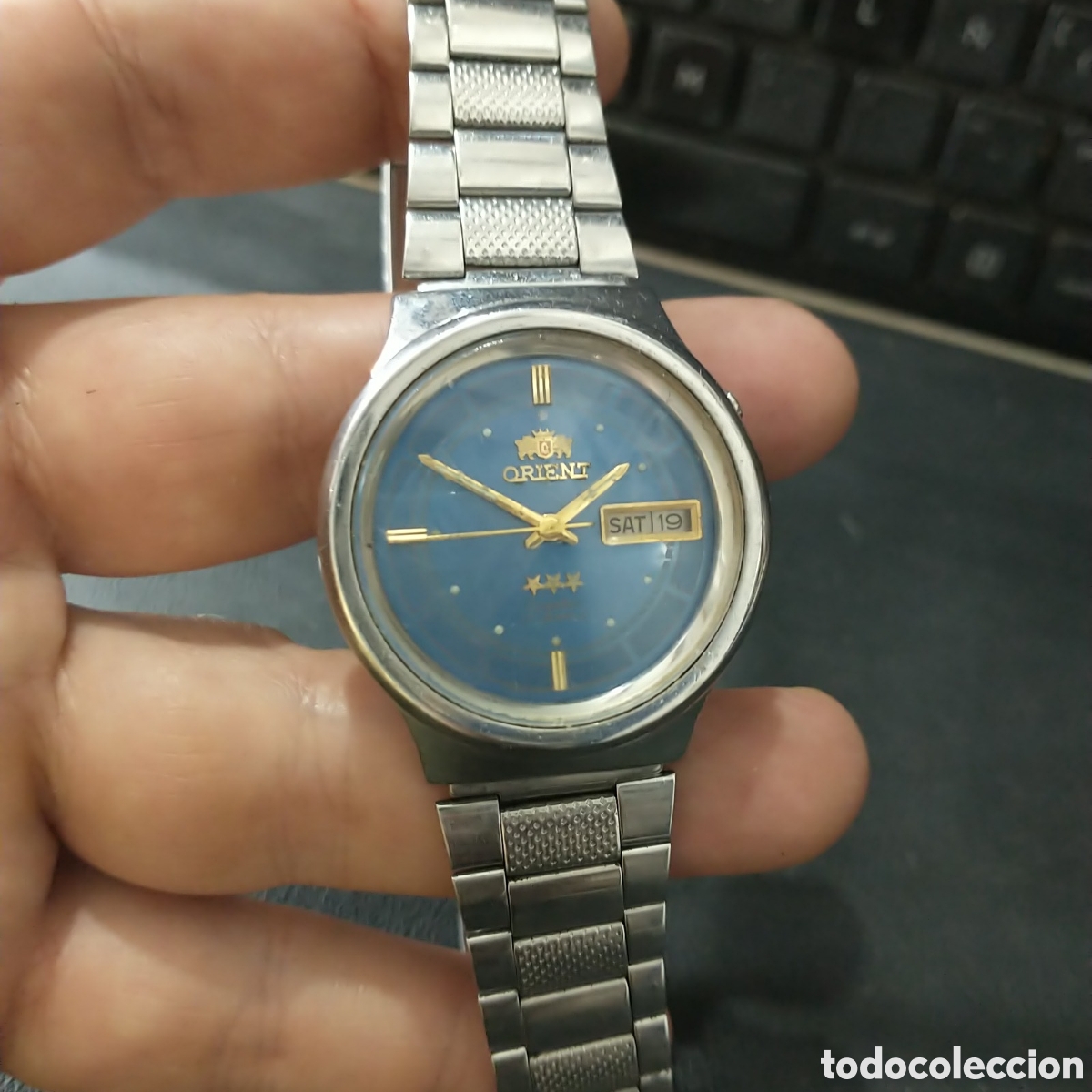 Relojes de pulsera: Reloj Orient Automatico Car&aacute;tula no comun color azul jeans