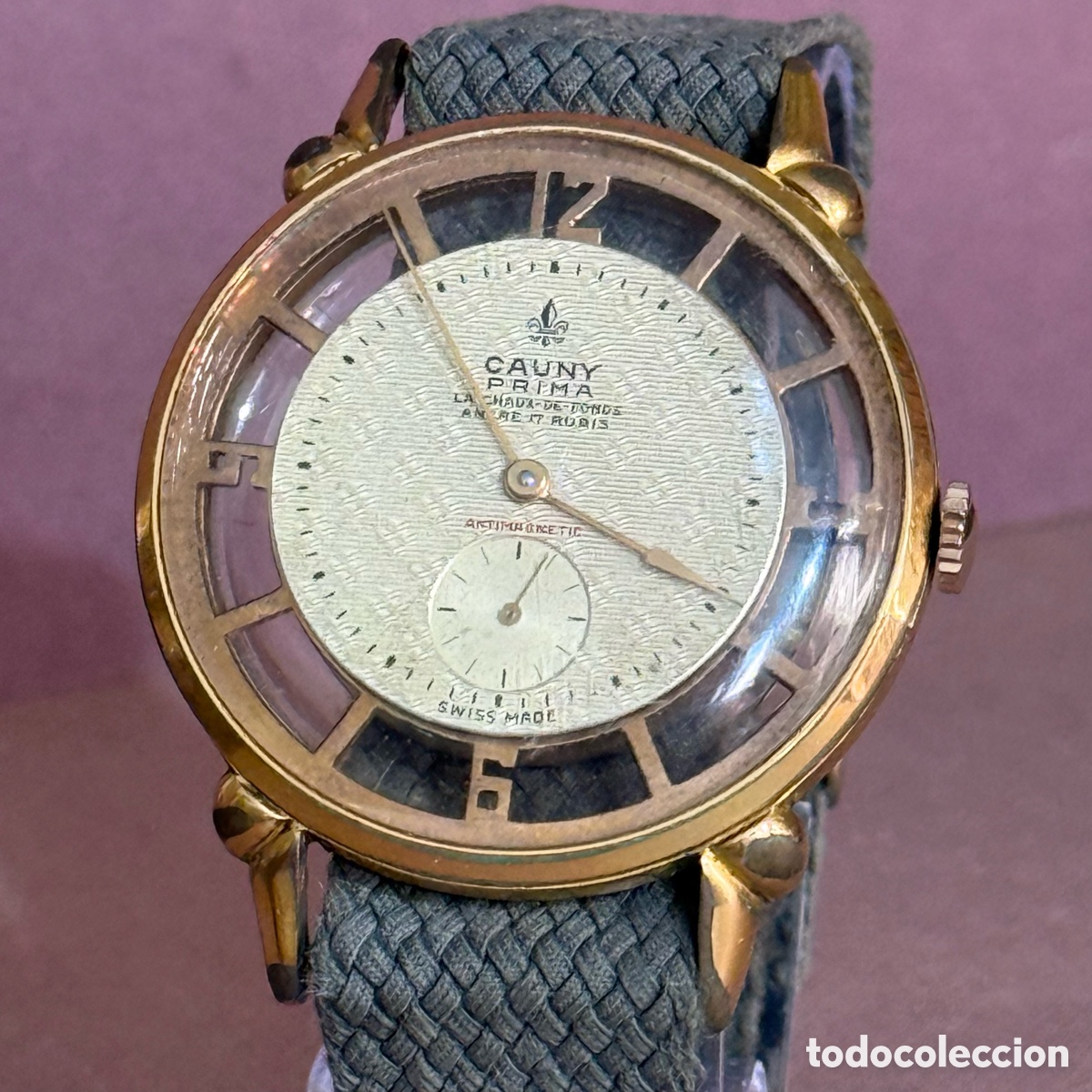 Wristwatches: Magn&iacute;fico reloj Cauny Prima ESQUELETO transparente - Funciona - 40mm Di&aacute;metro