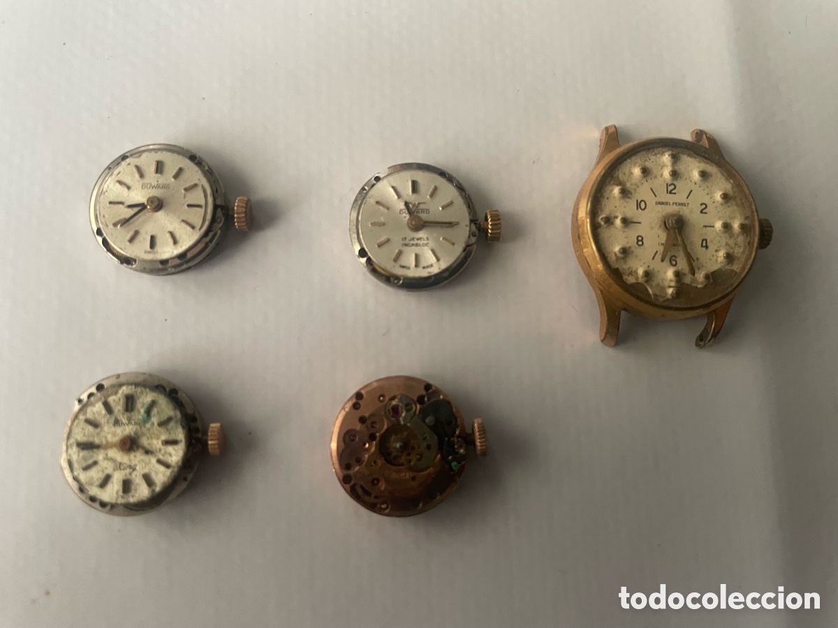 Relojes de pulsera: Lote 5 maquinarias reloj vintage suizas Duward Festina Daniel Perret piezas reparar