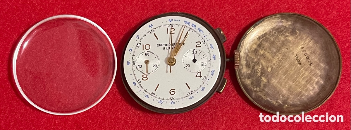 Relojes de pulsera: Maquinaria con esfera de reloj, cron&oacute;grafo de carga manual