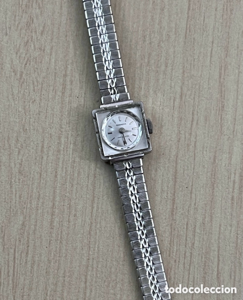 Relojes de pulsera: ✅ reloj RODANIA carga manual chapado en oro blanco se&ntilde;ora
