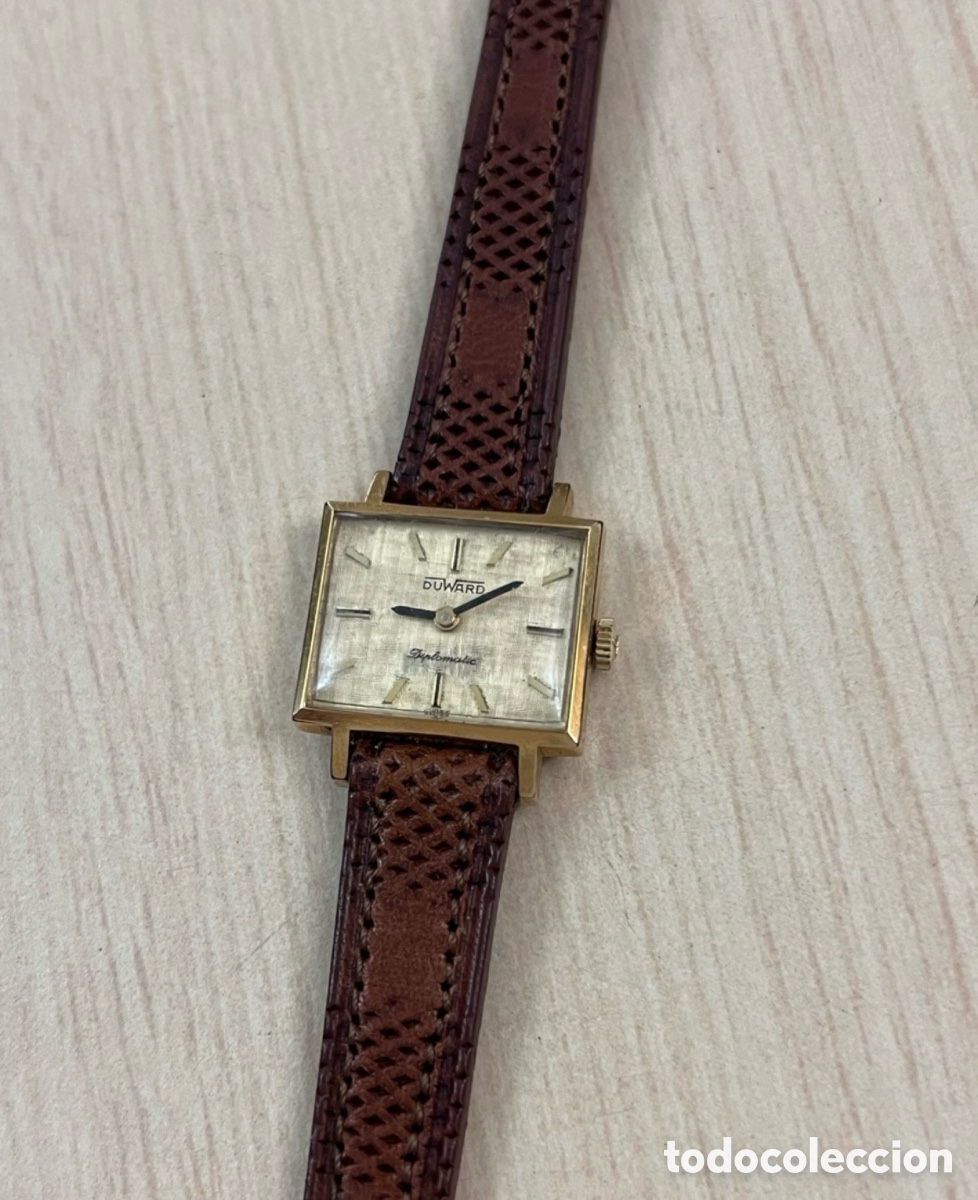 Armbanduhren: ✅ Reloj DUWARD Tank chapado en oro carga manual vintage