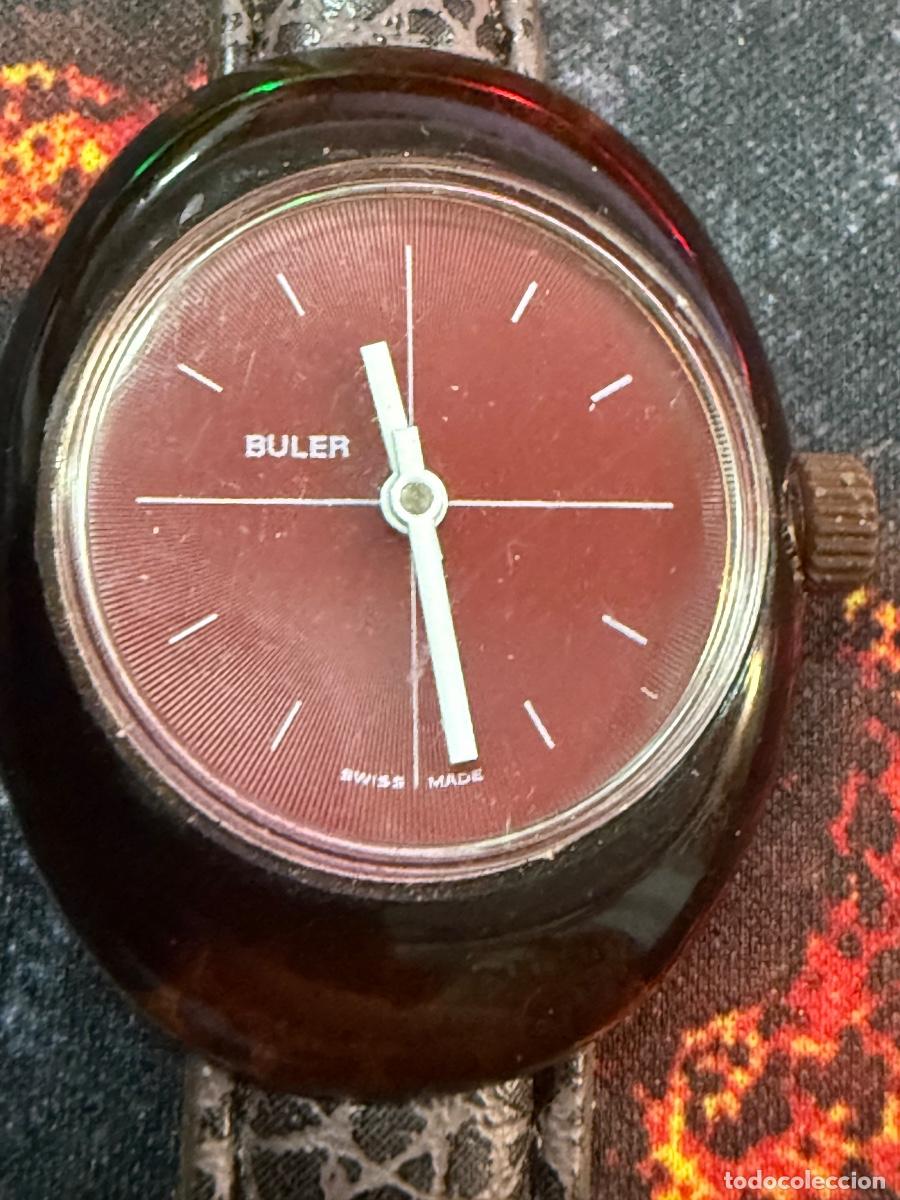 Relojes de pulsera: ⌚ Buler Vintage Swiss &ndash; Reloj mec&aacute;nico de cuerda | Esfera burdeos