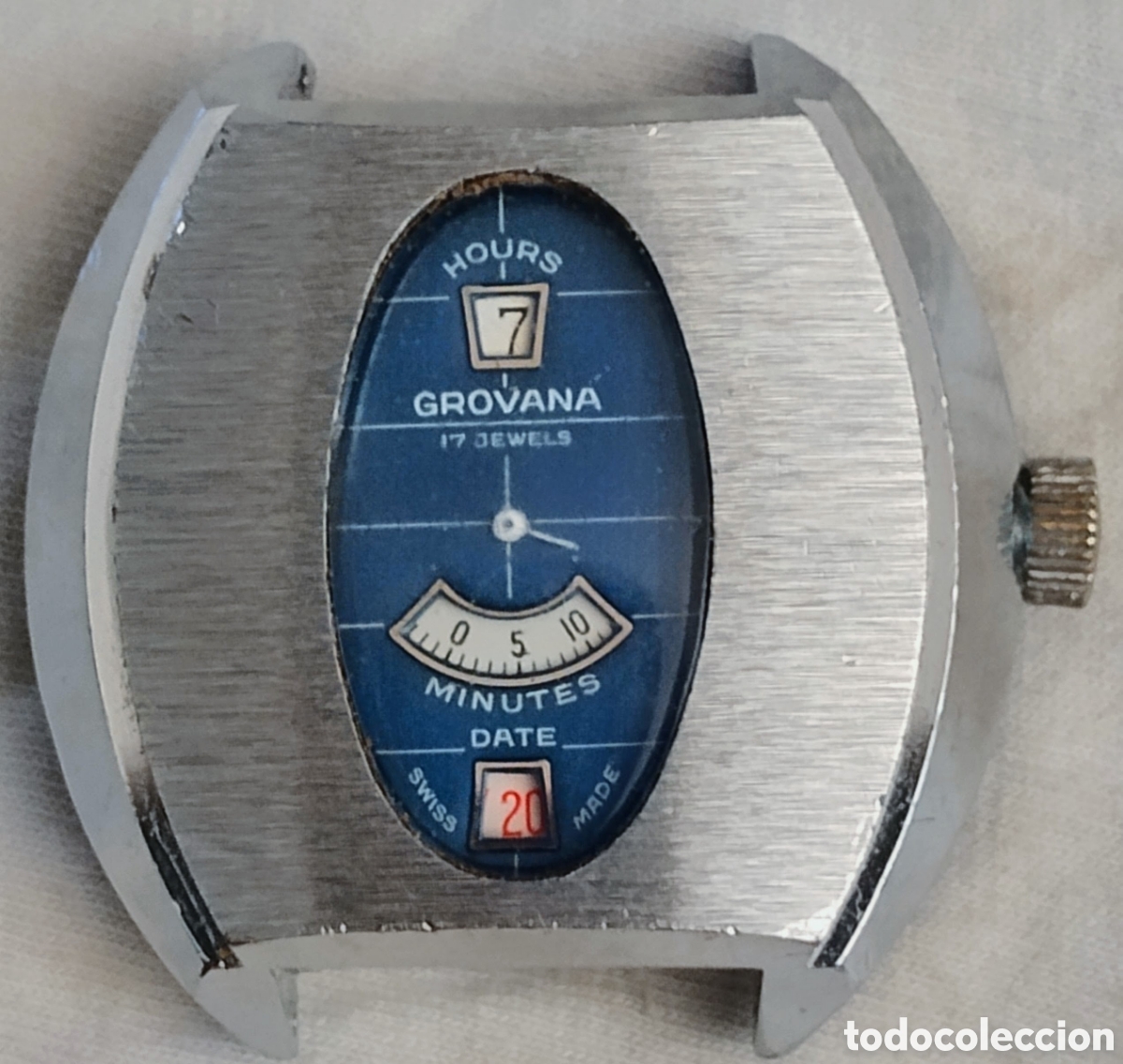 Relojes de pulsera: Reloj Grovana Jump Hour vintage a&ntilde;os 70 &ndash; Caja acero 40 mm &ndash; Para reparar o piez