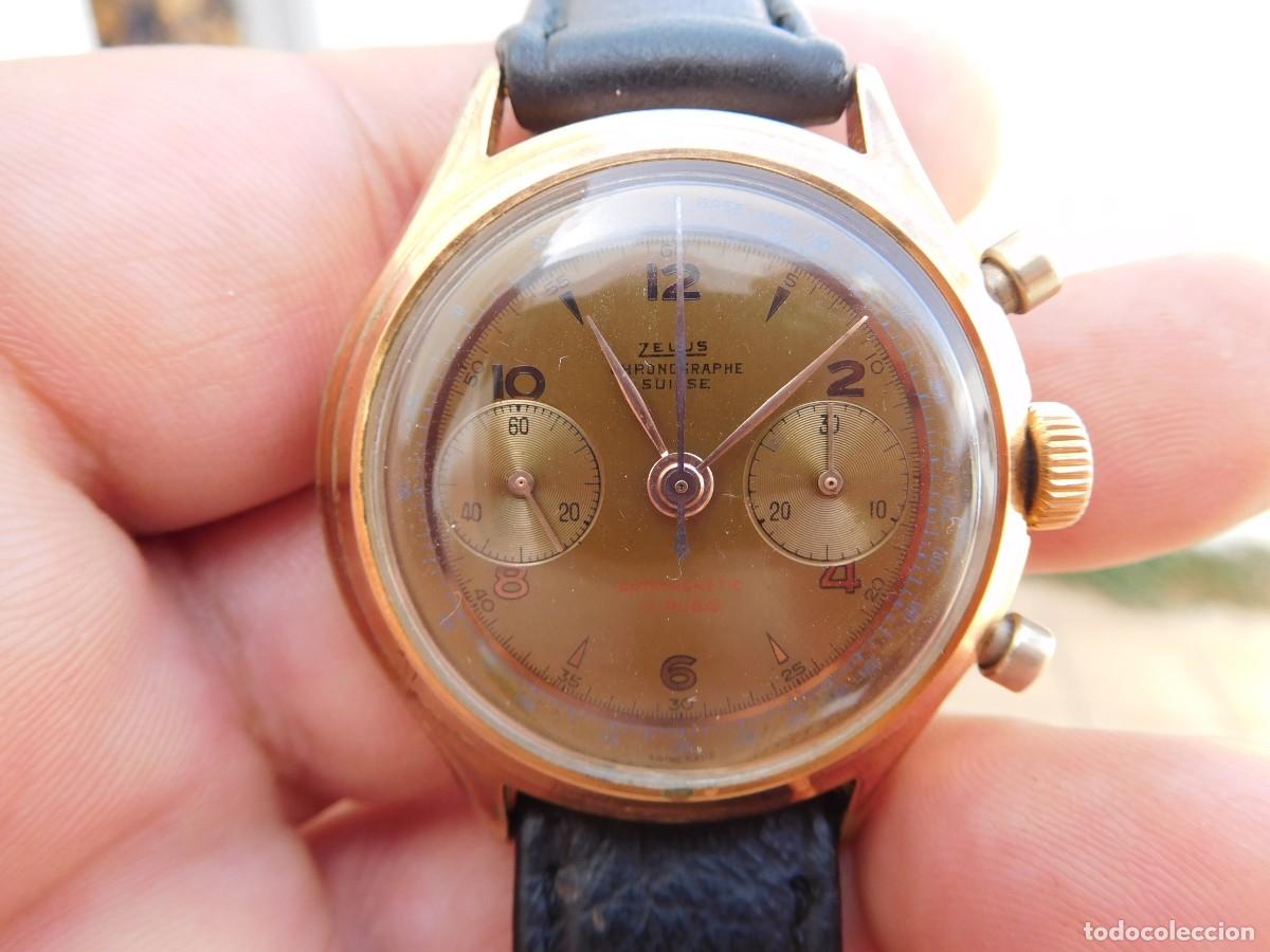 Relojes de pulsera: Reloj cronografo antiguo de cuerda manual Zelus Chronographe suisse