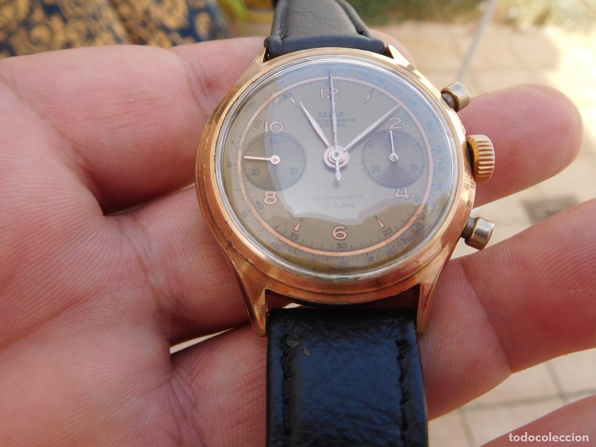 Relojes de pulsera: Reloj cronografo antiguo de cuerda manual Zelus Chronographe suisse