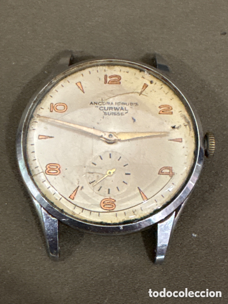 Relojes de pulsera: Antiguo reloj CURWAL,de carga manual*FUNCIONA*made suisse,38MM sin contar Corona*ver fotos*