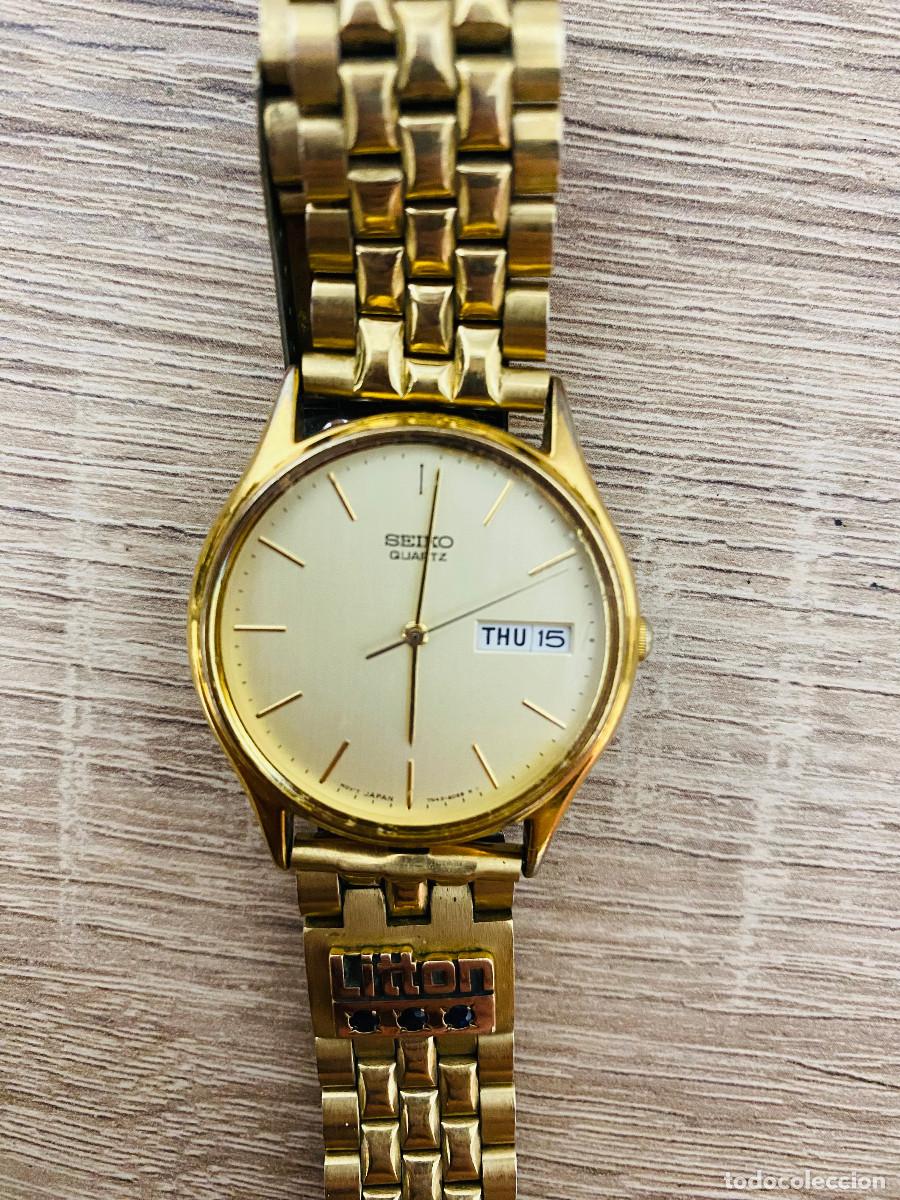 Relojes de pulsera: Reloj Seiko Quartz Dorado Hombre