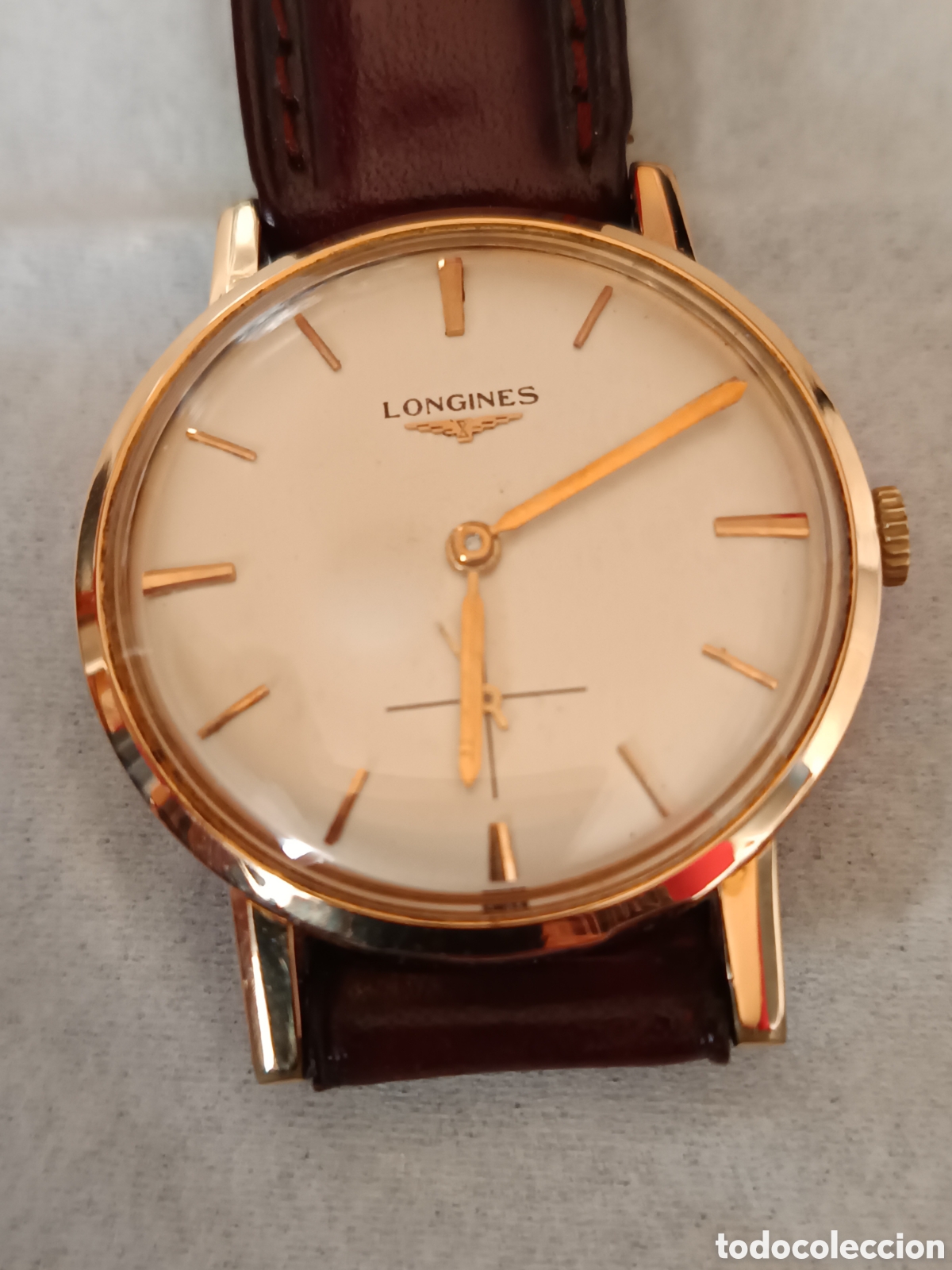 Relojes de pulsera: Reloj lonjines a&ntilde;os 60 movimiento 370.chapado 40 micras oro carga manual funciona perfectamente 17 j
