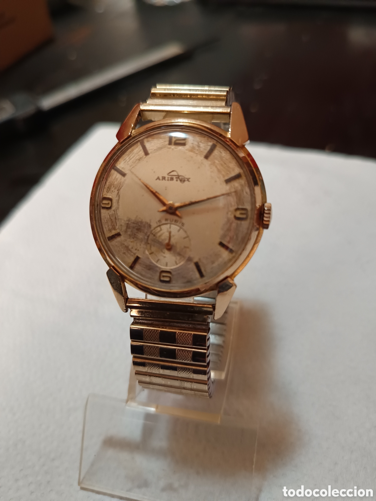 Relojes de pulsera: Reloj de carga manual ARISTEX 15 RUBIS CHAPADO 10 MICRAS ORO FUNCIONA MUY BIEN MUY ANTIGUO
