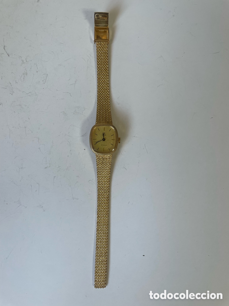 Relojes de pulsera: Reloj Ling mujer, mec&aacute;nico, caja coj&iacute;n, chapado dorado