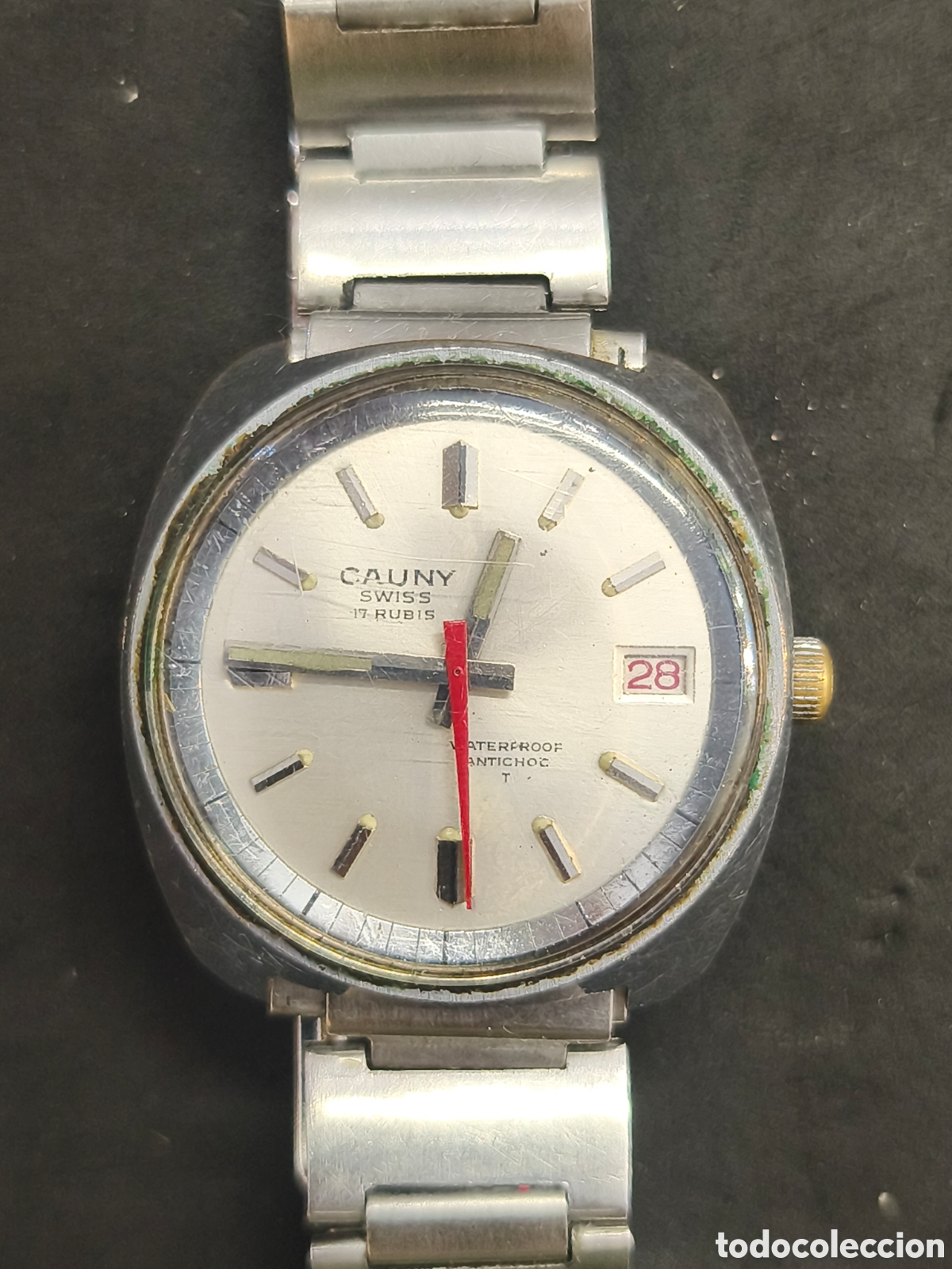 Relojes de pulsera: Reloj Cauny swiss 17 rub&iacute;s, calendario, se adelanta hay que reparara