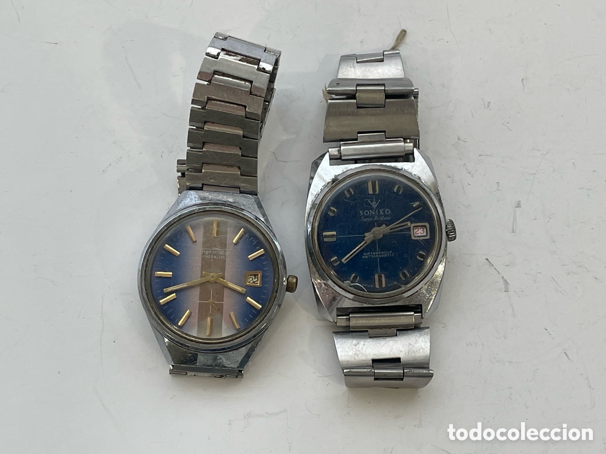 Relojes de pulsera: Lote 2 relojes vintage mec&aacute;nicos para reparar - Soniko y Thermidor