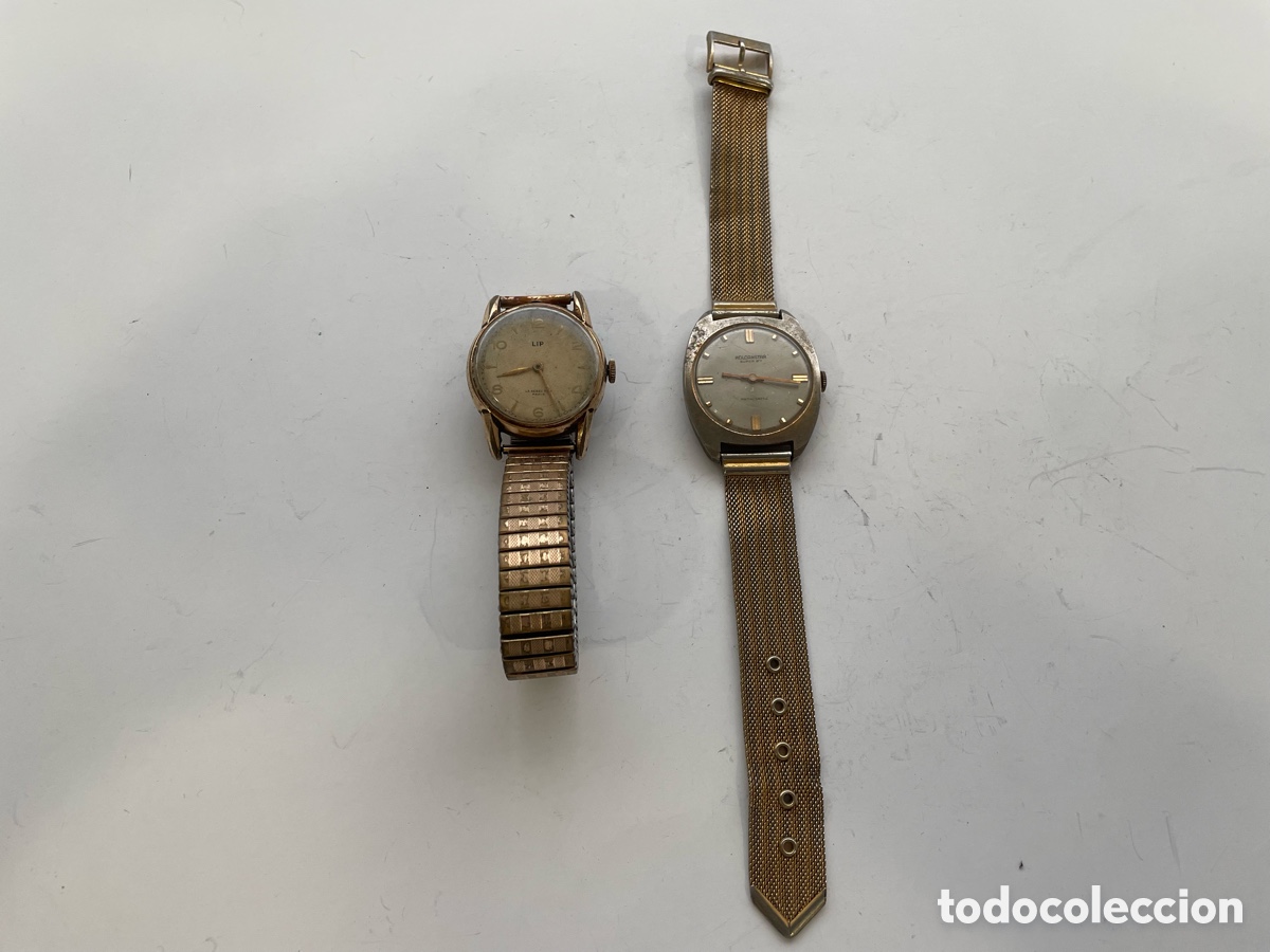 Relojes de pulsera: Lote 2 relojes vintage mec&aacute;nicos para piezas - LIP y Holcanstar
