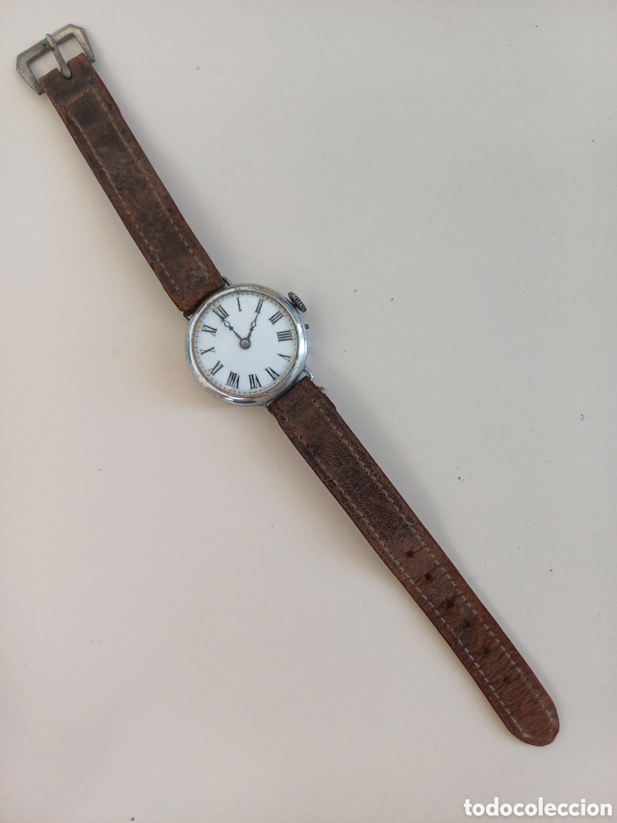 Relojes de pulsera: Antiguo Reloj de Trinchera Suizo (c. 1910-1920) &ndash; Para Restaurar o Piezas &ndash;Esfera Impecable