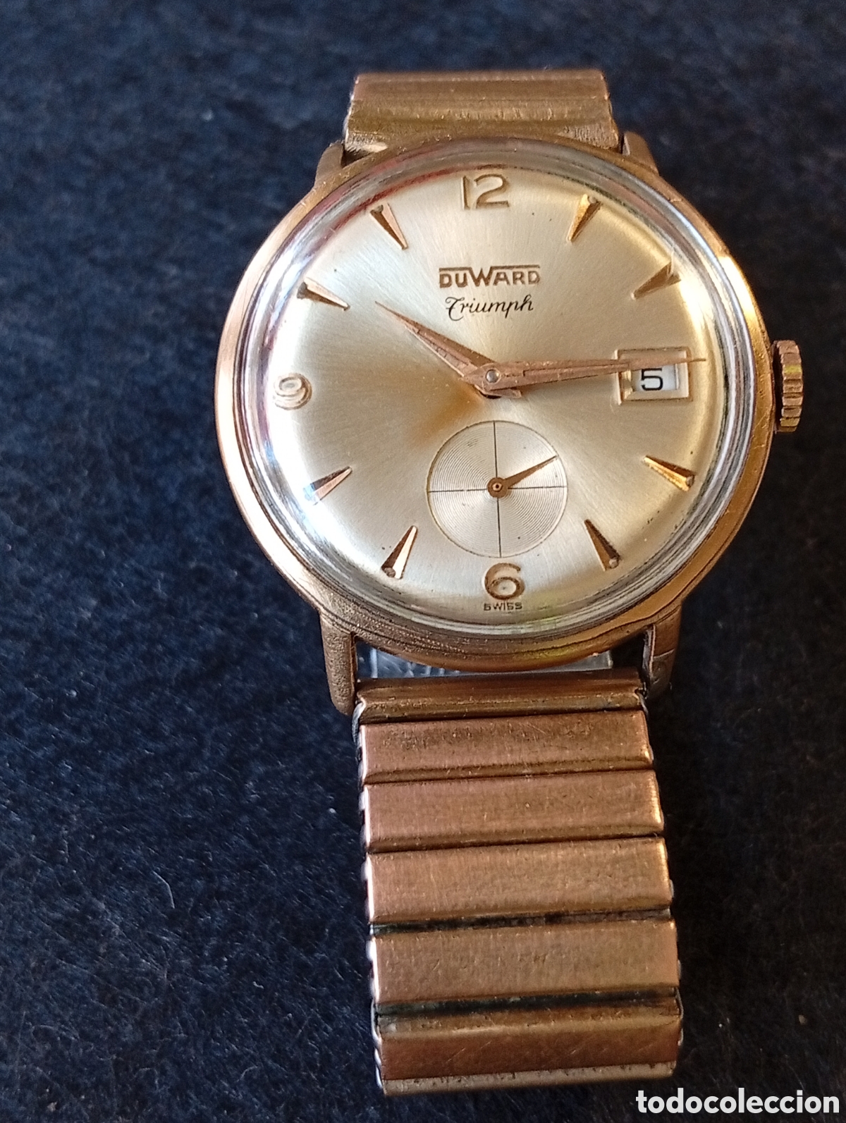 Relojes de pulsera: Reloj carga manual Duward Triumph caja acabado en oro ,a&ntilde;os 60-70 funcionando