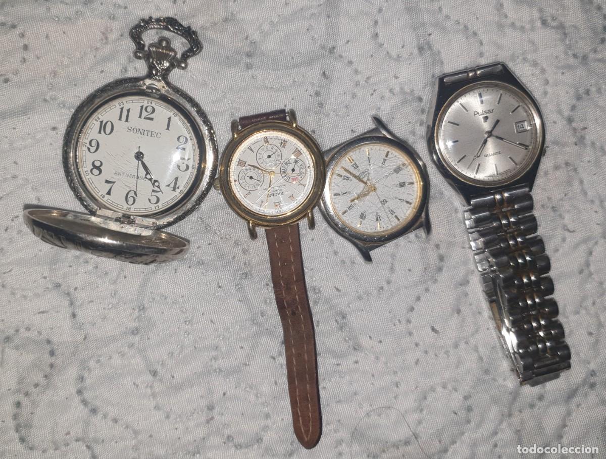 Relojes de pulsera: LOTE 4 RELOJES ANTIGUOS DE PULSERA . Marcas SEIKO, RACER, PULSAR, SONITEC
