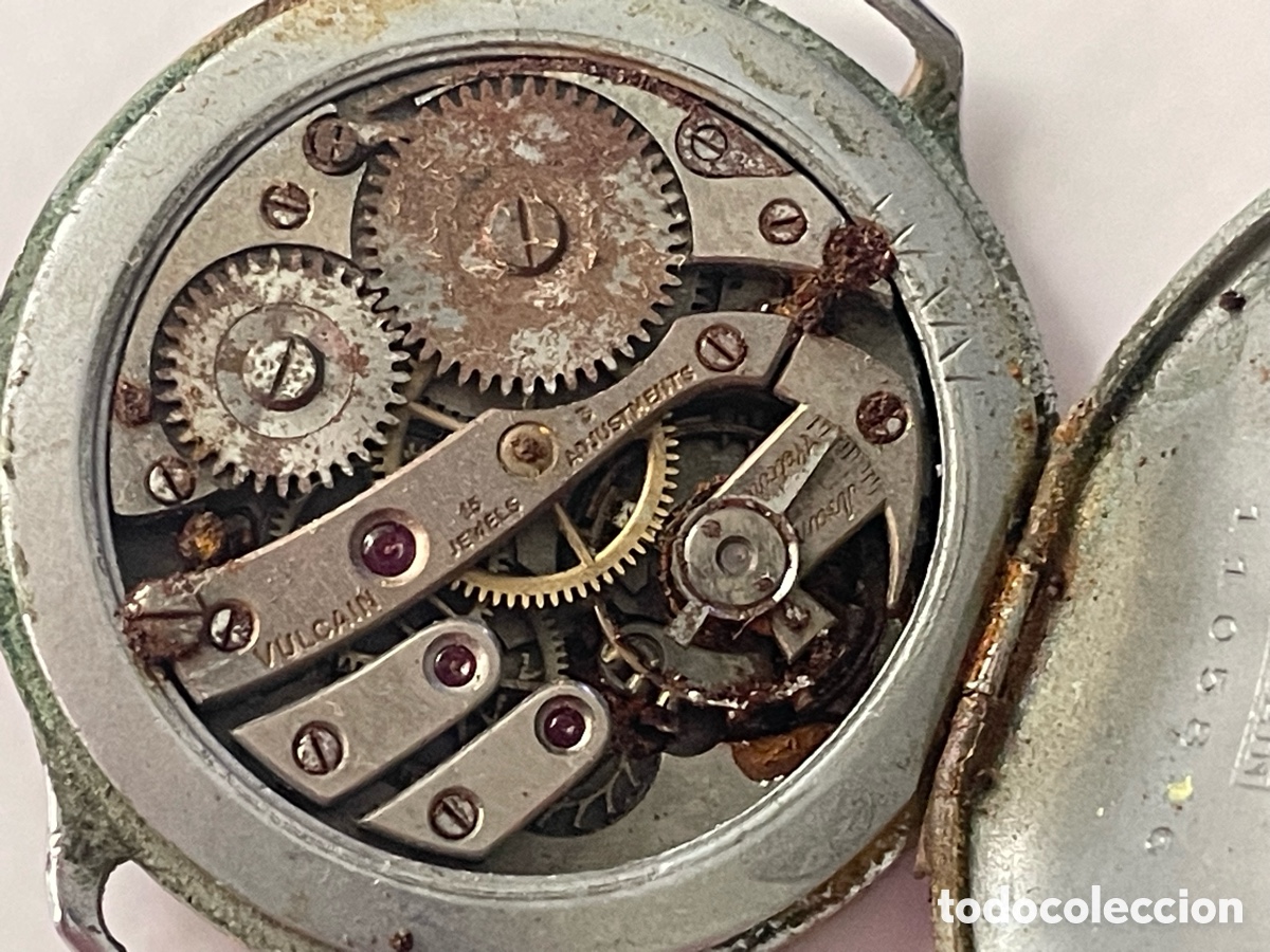 Relojes de pulsera: M&aacute;quina de reloj Vulcain 15 rub&iacute;s firmada, para piezas o restauraci&oacute;n