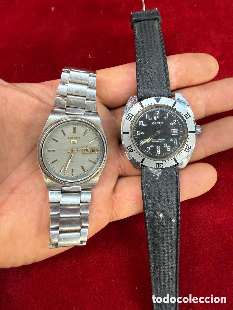 Relojes de pulsera: Lote relojes pulsera,Seiko automatic y Karex Cuerda!