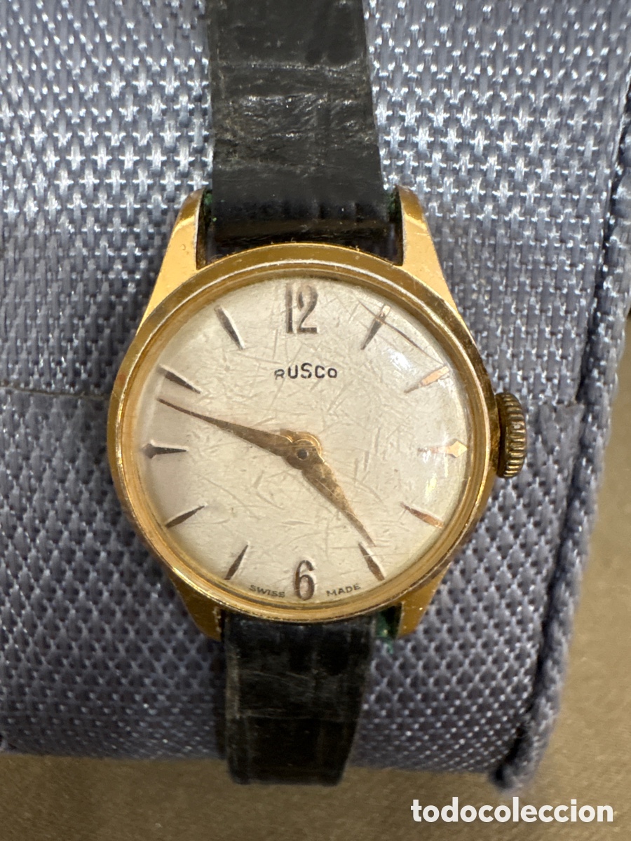Relojes de pulsera: Antiguo reloj de mujer de carga manual,RUSCO,22mm sin contar corona*funciona*