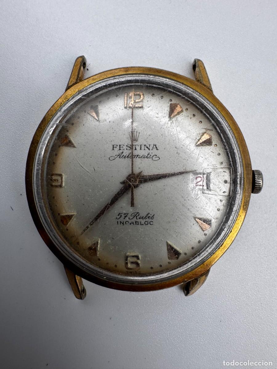 Rel&oacute;gios de pulso: RELOJ FESTINA AUTOMATIC 57 RUBIS INCABLOC SWISS VINTAGE CON FECHA SIN TAPA TRASERA PIEZAS
