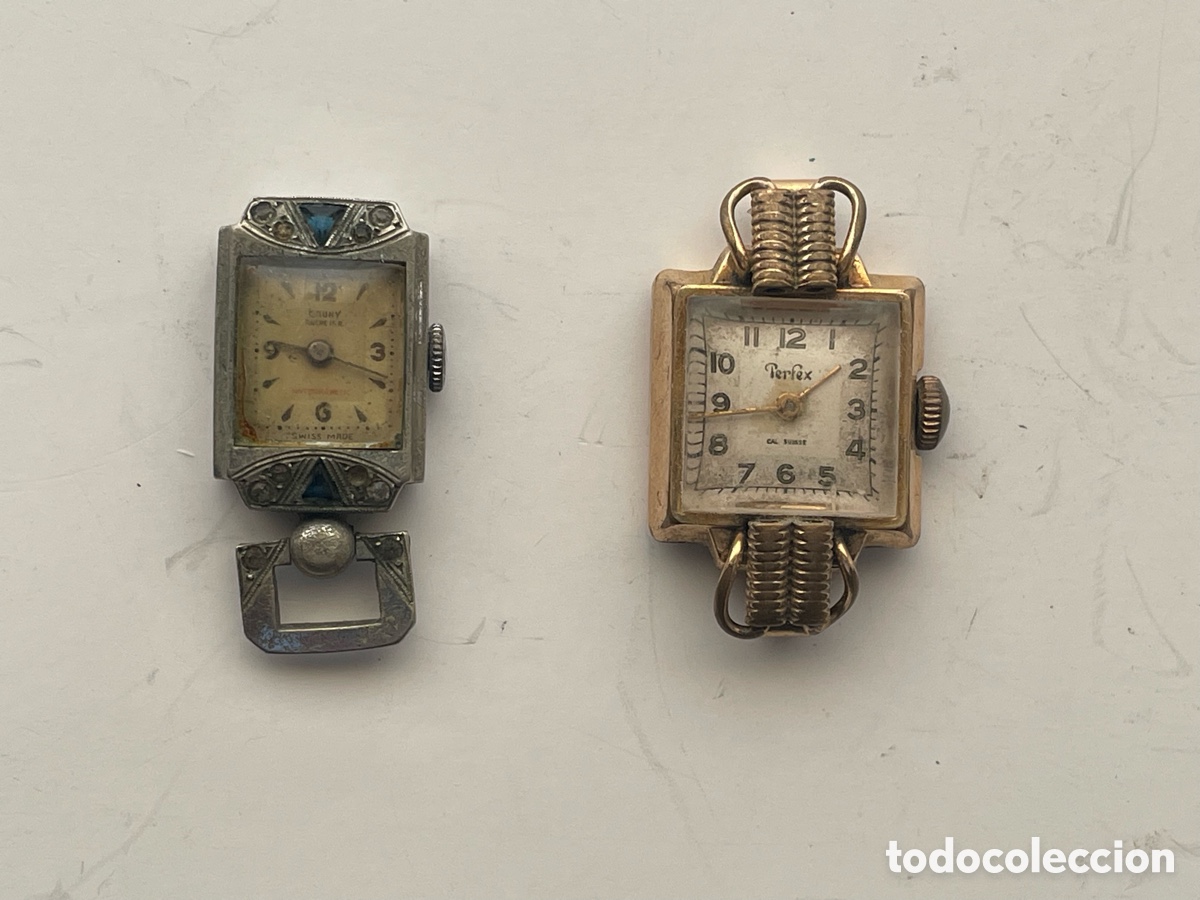 Relojes de pulsera: Lote 2 relojes de se&ntilde;ora vintage Perfex y Cauny art-dec&oacute;, no funcionan