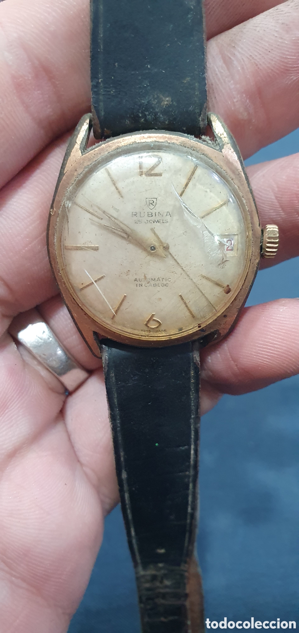 Relojes de pulsera: Reloj Rubina chapado en oro. Cuerda. (L138)