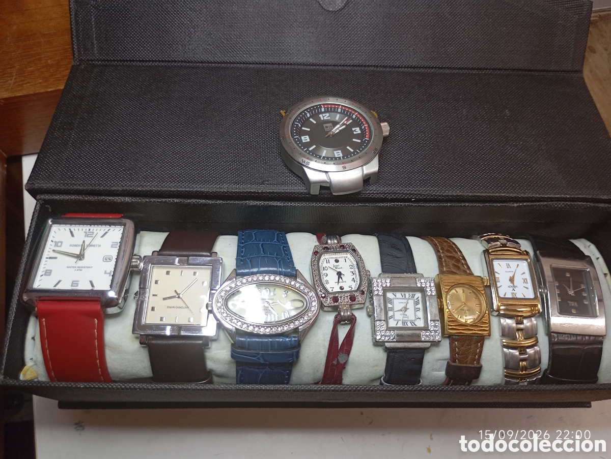 Relojes de pulsera: Lote de 9 relojes de pulsera vintage (Viceroy, Robert Torretta y otros) + Estuche clasificador