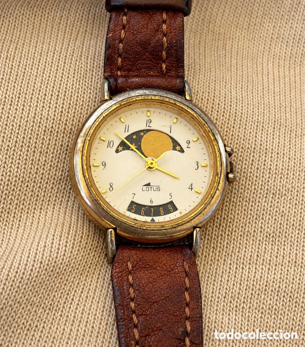 Relojes de pulsera: Reloj Lotus Vintage Fase Lunar Swiss Made &ndash; Cuarzo &ndash; A&ntilde;os 80/90