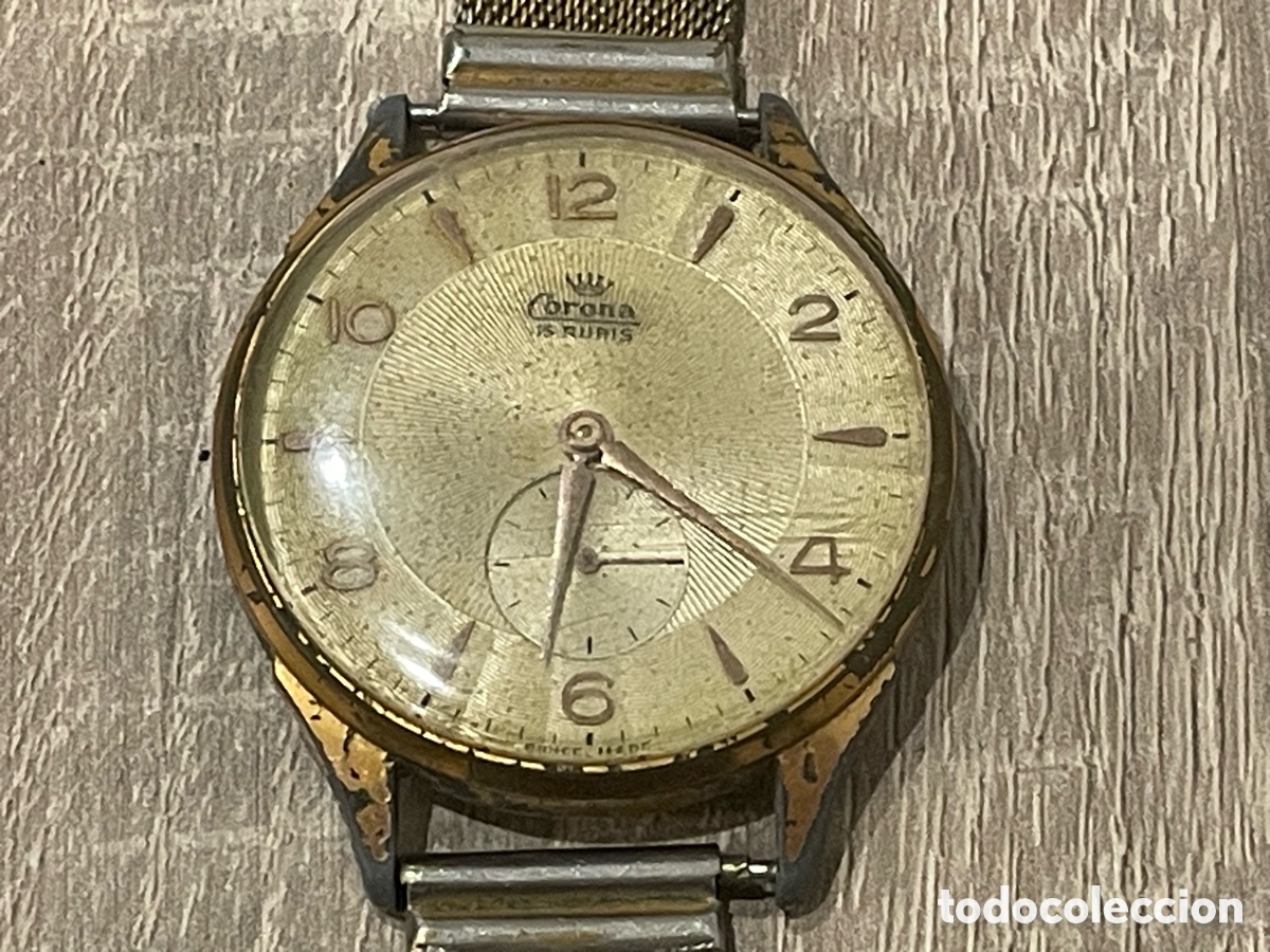 Relojes de pulsera: Corona 15 rubis reloj vintage cuerda manual 40 mm pulsera malla para piezas