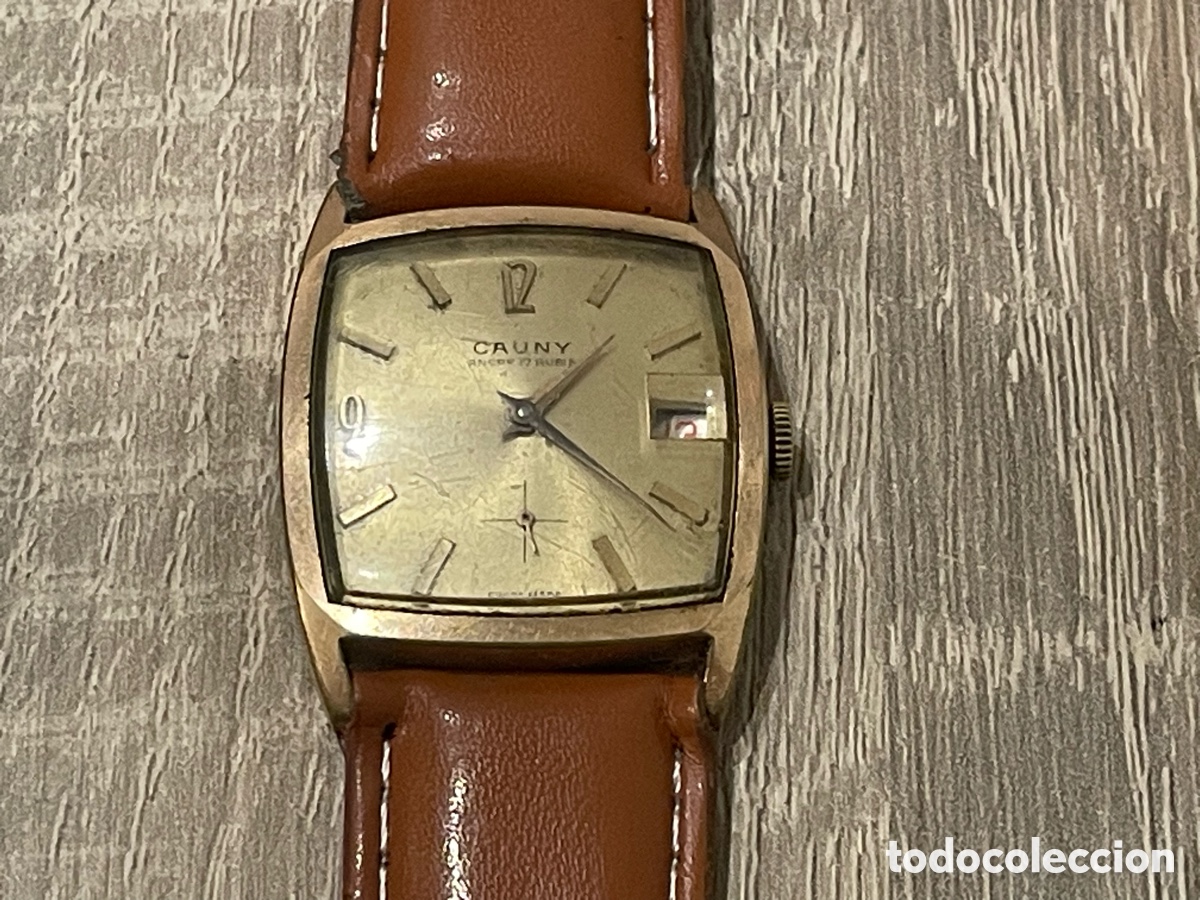 Relojes de pulsera: Cauny Prima 17 rubis reloj vintage cuerda manual calendario 30 mm para piezas