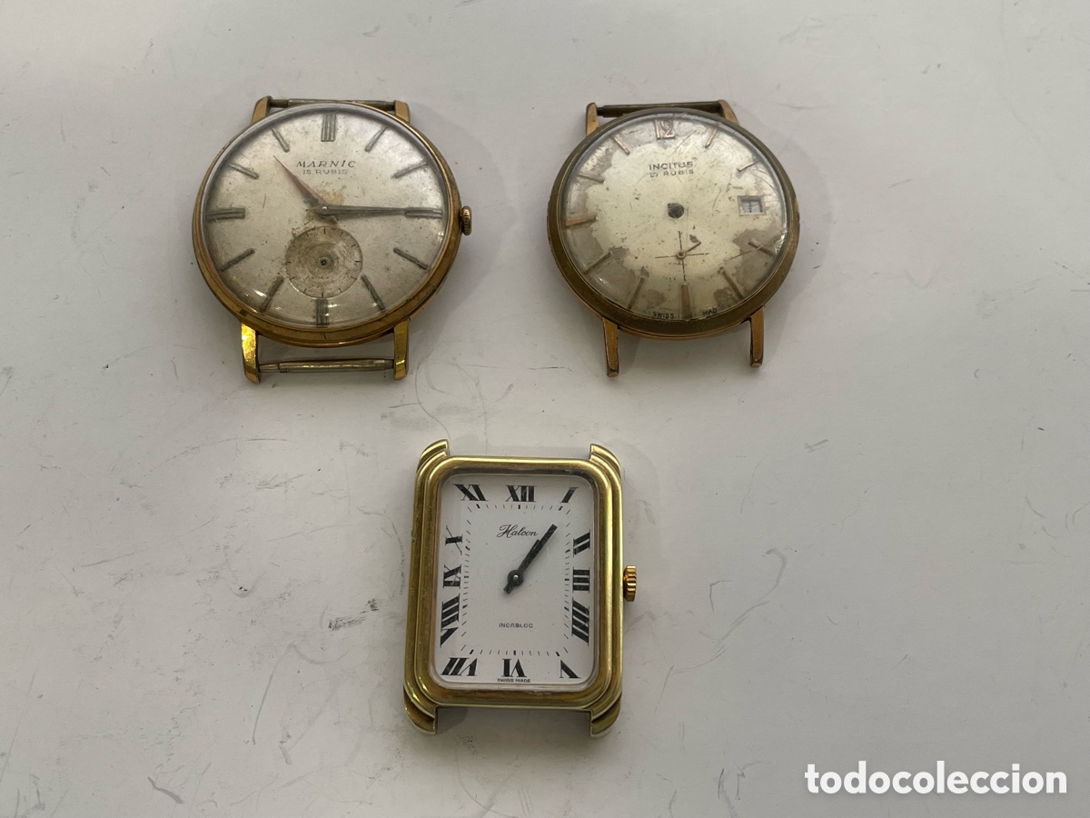 Relojes de pulsera: Lote 3 relojes Marnic, Incitus y Halcon