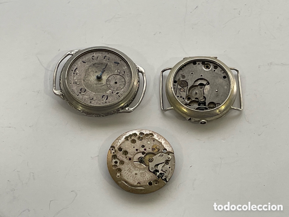Relojes de pulsera: Lote relojes antiguos, uno con caja 0,800 plata