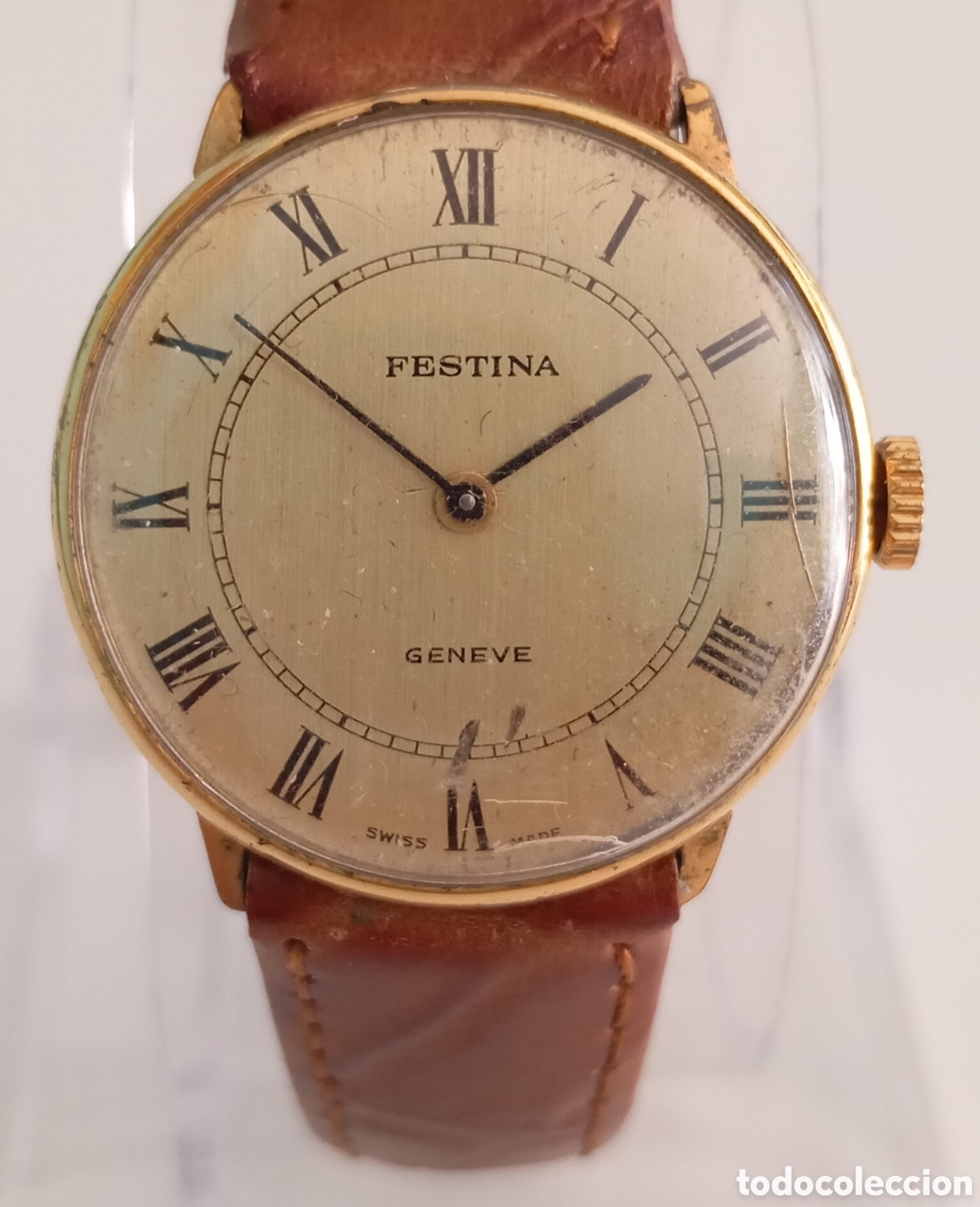 Relojes de pulsera: Reloj Suizo Festina Geneve Chapado en Oro 29mm Movimiento mec&aacute;nico en funcionamiento Vintage A&ntilde;os 60