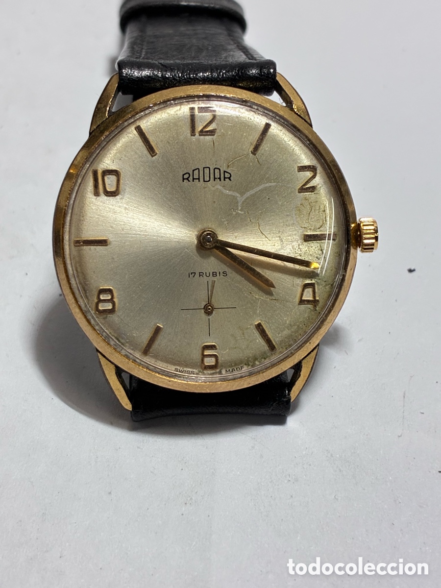 Relojes de pulsera: Reloj Radar antiguo chapado en oro