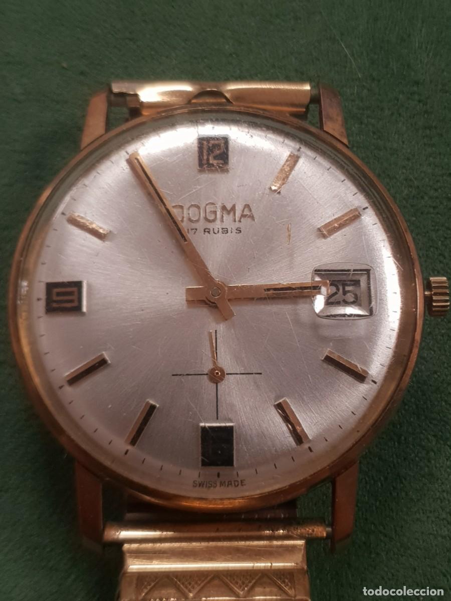 Relojes de pulsera: Reloj vintage DOGMA 17 rubies calendario y numeros en cuadros negros raro