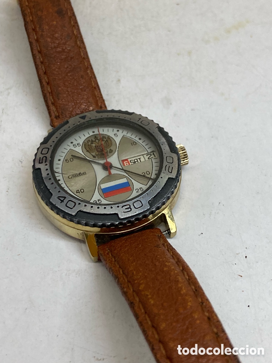 Relojes de pulsera: Reloj modelo vintage de pulsera Slava Doble Calendario