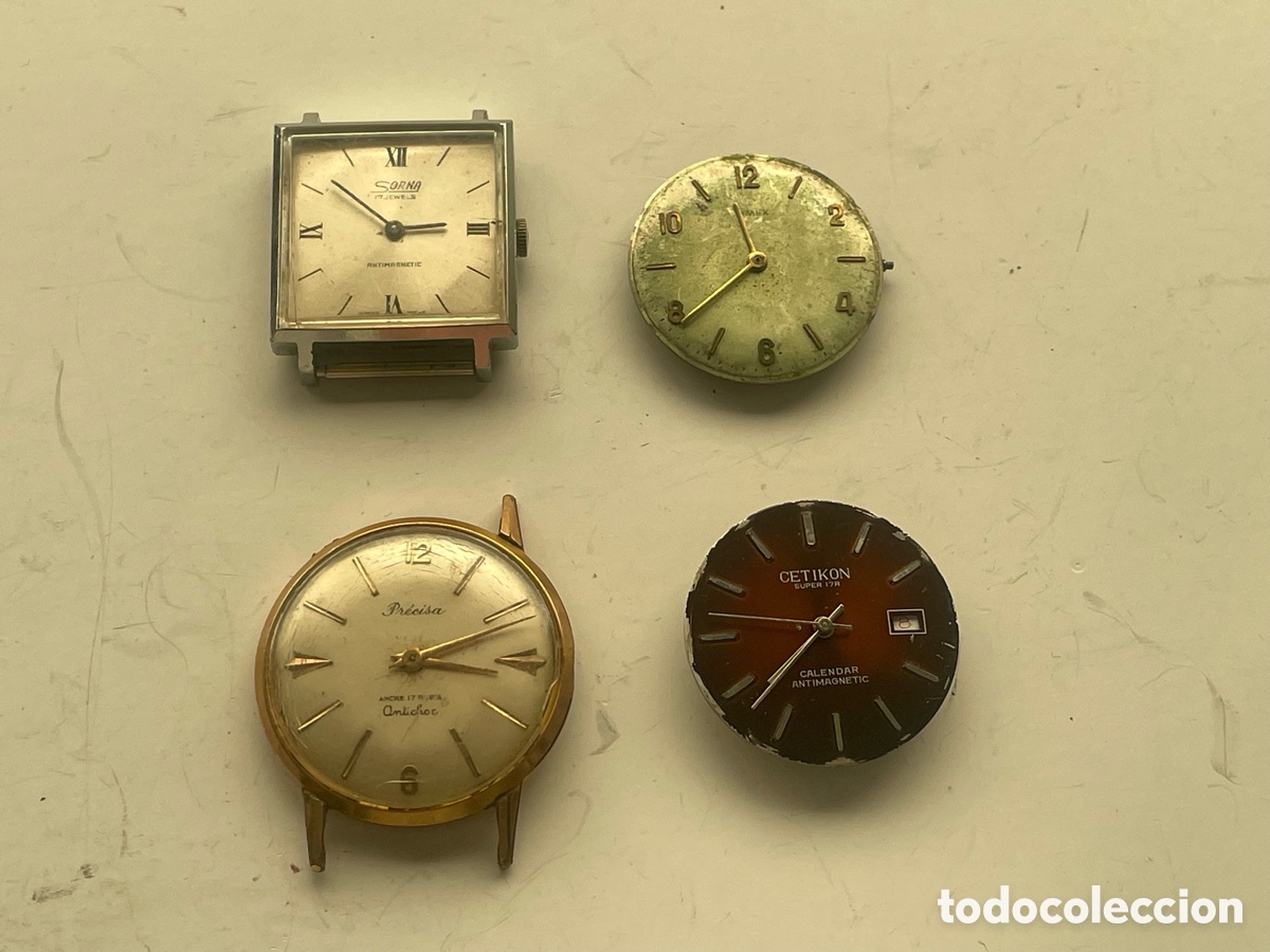 Armbanduhren: Lote 4 relojes piezas Timex Cetikon Pr&eacute;cisa Sorna