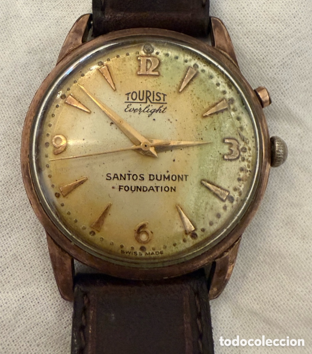 Relojes de pulsera: Raro reloj TOURIST EVERLIGHT Santos Dumont Foundation a&ntilde;os 50 &ndash; Mec&aacute;nico Swiss Made