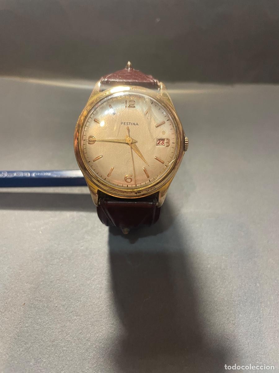 Relojes de pulsera: ANTIGUO RELOJ DE PULSERA FESTINA CARGA MANUAL , CALENDARIO , CON SU CORREA ORIGINAL DE LA EPOCA -