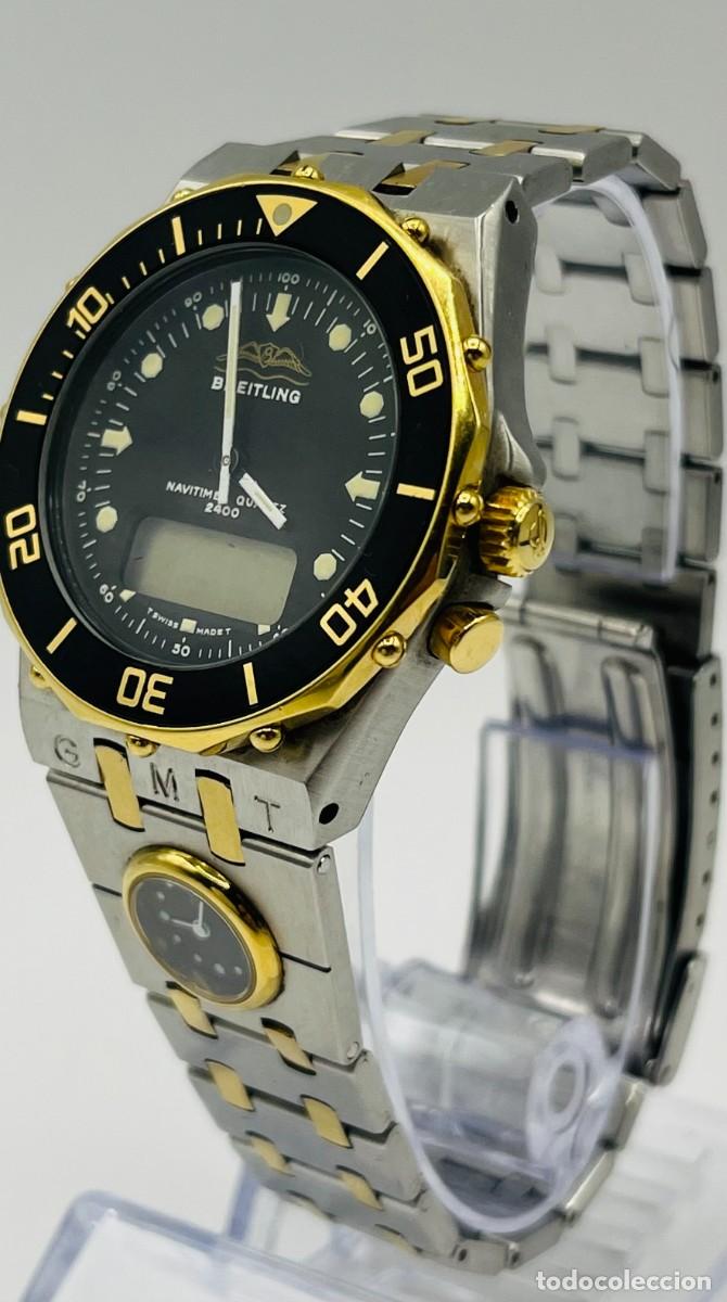 Relojes- Breitling: BREITLING NAVITIMER QUARTZ 2400 COSMOS GMT TABARLY BISEL ORO ACERO LCD VINTAGE SWISS
