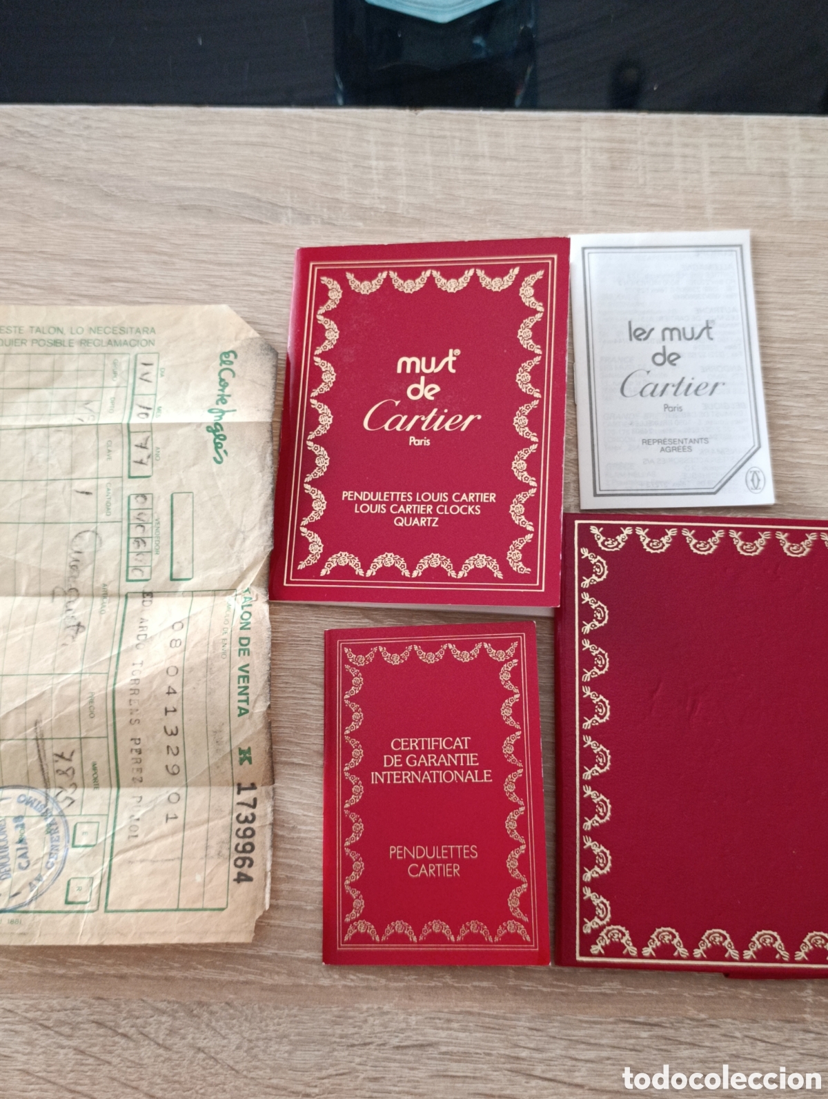 Relojes - Cartier: Documentaci&oacute;n antigua reloj de sobremesa Must de Cartier (Pendulettes) con estuche y ticket original