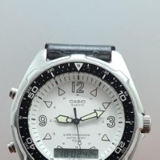Relojes - Casio: RELOJ (VINTAGE) CASIO 1374, ANALÓGICO DIGITAL CON ALARMA CRONO ACERO, ESFERA BLANCA, CORREA SILICONA. Lote 383541254