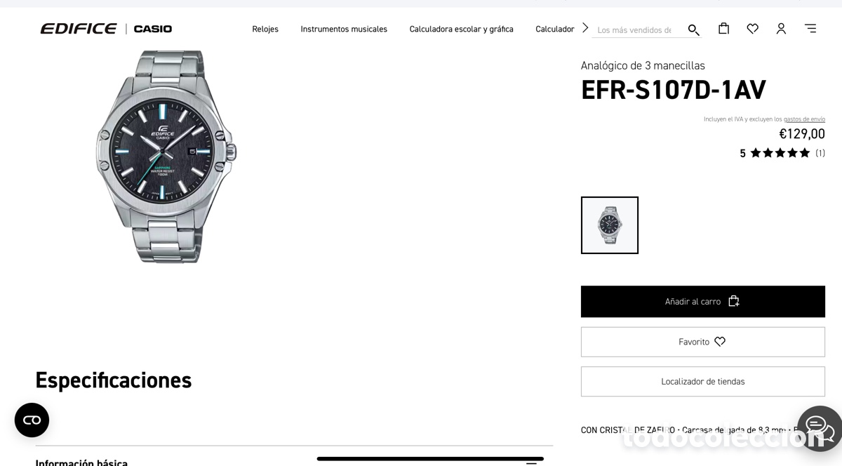 Relojes - Casio: *️⃣RELOJ CASIO&reg;️ EDIFICE. EFR S107D 1AV. COMO NUEVO - Foto 9